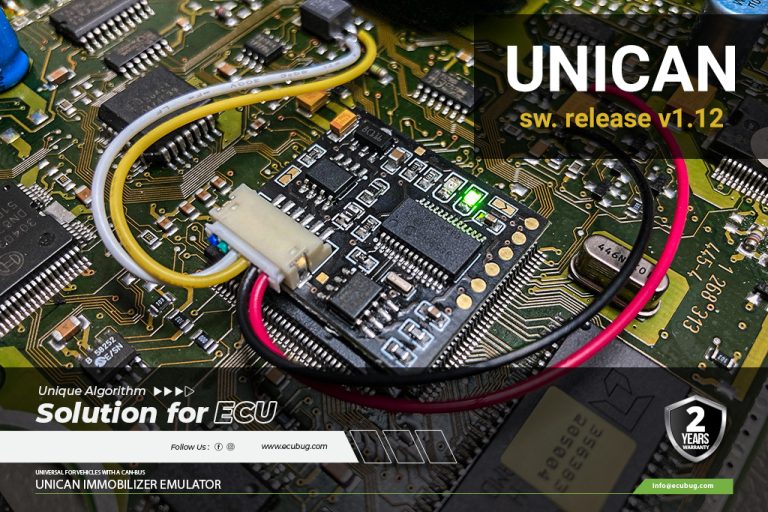 New firmware v1.12 for UNICAN emulator brings improved algorithm and solutions for immo issues on MCC Smart 1st generation and Mitsubishi Colt Z30 CZC vehicles