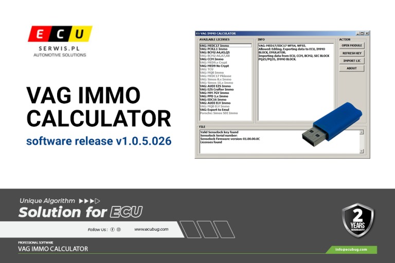 VAG IMMO Calculator software release v1.0.5.026